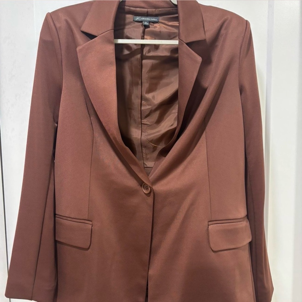 Adrianna Papell Rust-Brown Single-Button Blazer